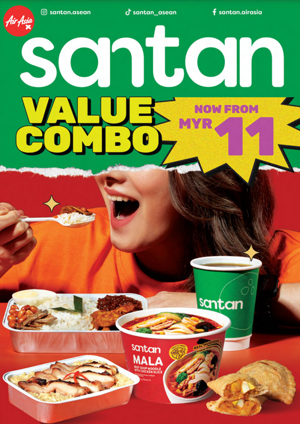 AirAsia Santan Inflight Menu for D7 flight